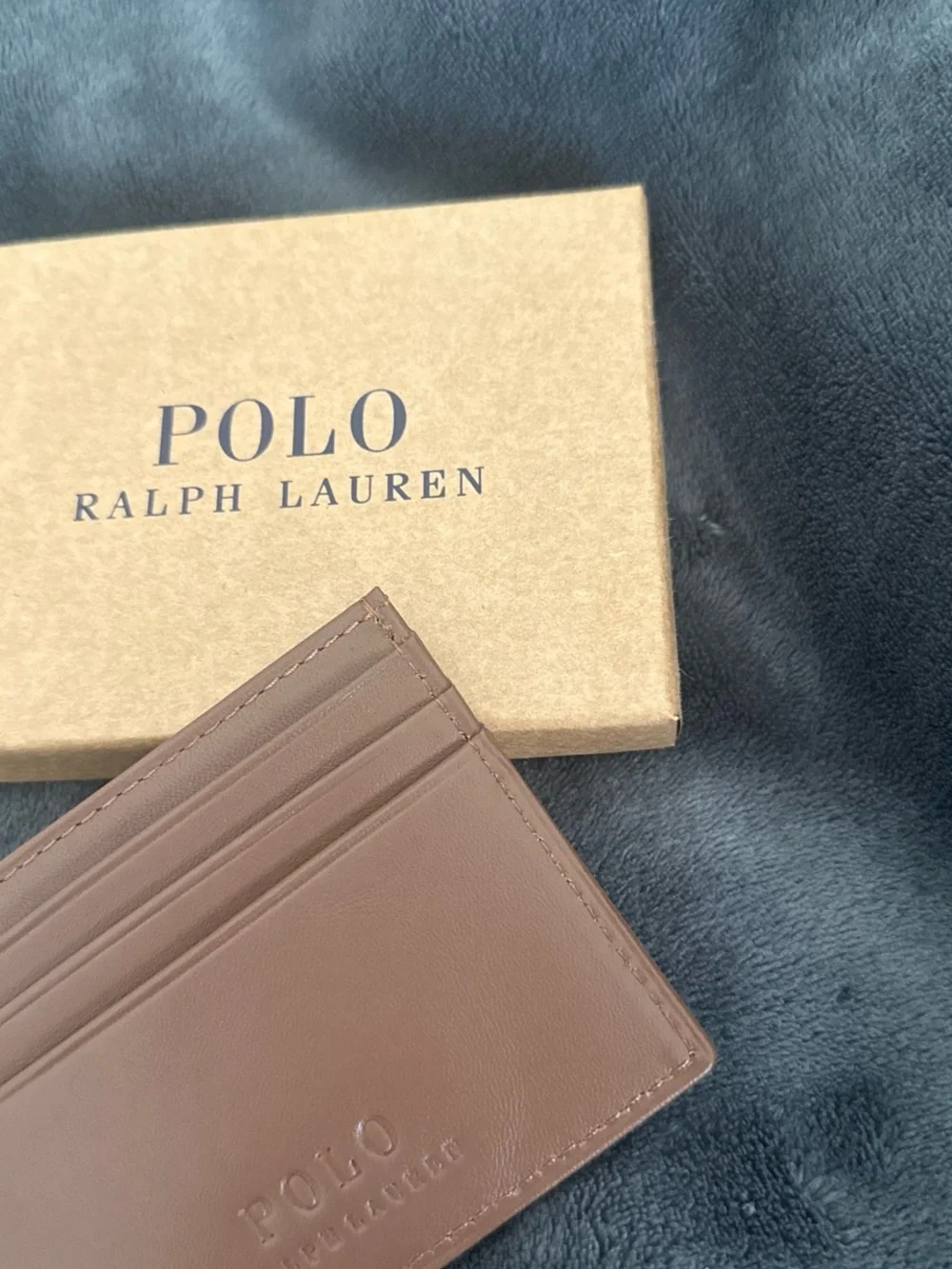 Polo by Ralph Lauren Heritage Embossed Brown Leather Card Case